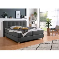 Home affaire Boxspringbett , grau (anthrazit), B:198cm L:209cm, Komplettbetten, Boxspringbett, inklusive Komfortschaum-Topper