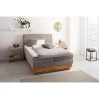 Otto Home Boxspringbett "Jenna", grau (argento), B:204cm L:216cm, Komplettbetten, Boxspringbett, ohne LED-Beleuchtung, mit zertifizierten, recycelten Bezugsstoffen