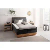 Otto Home Boxspringbett "Jenna", grau (ferro), B:164cm L:216cm, Komplettbetten, Boxspringbett, ohne LED-Beleuchtung, mit zertifizierten, recycelten Bezugsstoffen