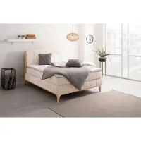 Otto Home Boxspringbett "Jelle", beige (natur), B:161cm L:216cm, Komplettbetten, Boxspringbett, zertifizierte, recycelte Bezugsstoffe, verschiedene Ausführungen