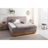 OTTO Boxspringbett "Jenna", grau (argento), B:204cm L:216cm, Komplettbetten, Boxspringbett, ohne LED-Beleuchtung, mit zertifizierten, recycelten Bezugsstoffen