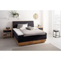 Otto Home Boxspringbett "Jenna", schwarz (carbone), B:184cm L:216cm, Komplettbetten, Boxspringbett, ohne LED-Beleuchtung, mit zertifizierten, recycelten Bezugsstoffen