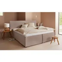 LeGer By Lena Gercke Polsterbett "Isaline", grau (taupe), B:213cm L:213cm, 100% Polyester, , Betten, Polsterbett, wahlweise ohne Matratze oder mit 3 Matratzenarten, Kopfteilhöhe 107 cm