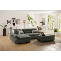Inosign Ecksofa "Avesa L-Form", grün (dunkelgrün), B:300cm H:80cm T:172cm, 95% Polyester, 5% Polyacryl, Sofas, Ecksofa, Wahlweise mit Armteilvertsellung und Bettfunktion, B/T/H: 300/172/80cm