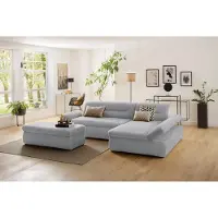 Home affaire Ecksofa "Avesa L-Form", grau (hellgrau), B:300cm H:80cm T:172cm, 95% Polyester, 5% Polyacryl, Sofas, Ecksofa, Wahlweise mit Armteilvertsellung und Bettfunktion, B/T/H: 300/172/80cm