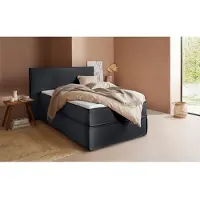LeGer By Lena Gercke Boxspringbett "Yuma", grau (anthrazit), B:133cm L:213cm, 100% Polyester, , Komplettbetten, Boxspringbett, incl. Topper, in 4 Breiten, 3 Matratzenarten und je 2 Härtegraden