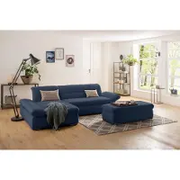 Home affaire Ecksofa "Avesa L-Form", blau (dunkelblau), B:300cm H:80cm T:172cm, 100% Polyester, Sofas, Ecksofa, Wahlweise mit Armteilvertsellung und Bettfunktion, B/T/H: 300/172/80cm