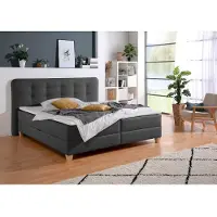 Home affaire Boxbett , grau (anthrazit), B:198cm L:210cm, Komplettbetten, Boxbett, inklusive Kaltschaum-Topper und Bettkasten