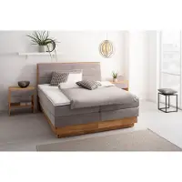 OTTO Boxspringbett "Jenna", grau (argento), B:184cm L:216cm, Komplettbetten, Boxspringbett, ohne LED-Beleuchtung, mit zertifizierten, recycelten Bezugsstoffen