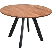 ByLiving Esstisch "Tara", beige (natur, schwarz, akazie), B:120cm H:76cm T:120cm, Tische, Esstisch, ausdrucksstarke Tischplatte aus Massivholz Akazie