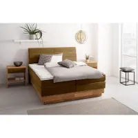 Otto Home Boxspringbett "Jenna", braun (bronzo), B:184cm L:216cm, Komplettbetten, Boxspringbett, ohne LED-Beleuchtung, mit zertifizierten, recycelten Bezugsstoffen