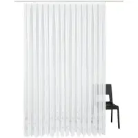Weckbrodt Gardine "Jacqu", weiß, B:430cm H:175cm, Polyester, Gardinen, Gardine, feste Falten, Jacquard, halbtransparent, Bordüre, nach Maß, Store