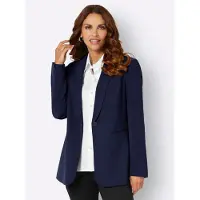 Witt Blusenblazer "Blazer Blazer in langer Form", Damen, Gr. 36, blau (marine), Elegant, Blazer Blusenblazer