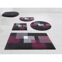 Grund Badematte "Paxos" Gr. 11, pink (stein, beere), H:20mm, Polyacryl, Badematten, Badematte, geometrisches Design, modern, flauschig, softer Flor, Made in Europe
