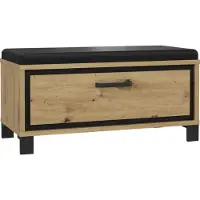 Forte Sitzbank "Trondheim", schwarz (artisan eiche, schwarz eiche), B:89,4cm H:44,7cm T:41,5cm, Dekorfolie, FSC-zertifizierter Holzwerkstoff, Sitzbänke, Sitzbank, Breite ca. 90 cm, inkl. Sitzauflage