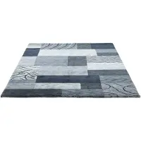 Theko Wollteppich "Royal Domas 4028", rechteckig, 14 mm Höhe, Kurzflor, reine Wolle, handgetuftet, modernes Patchwork Design