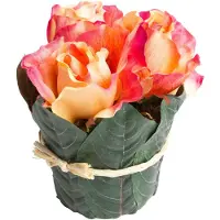 Botanic-Haus Kunstblume "Rosenarrangement groß mit Blättern umwickelt", orange, B:13cm H:14cm T:13cm Ø:13cm, Kunststoff, Kunstpflanzen, Kunstblume
