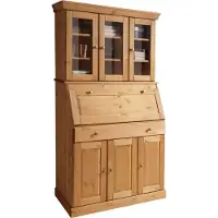Home affaire Sekretär "Rosi im Landhausstil", beige (gelaugt, geölt), B:100cm H:180cm T:42,5cm, Sekretäre, Sekretär, Schreibtisch aus Massivholz, mit Vitrine, in 2 Breiten