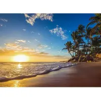 Papermoon Fototapete "Tropical in beach Sunrise", bunt, B:2,5m L:1,86m, Vlies, Tapeten, Fototapete
