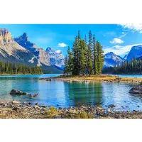 Papermoon Fototapete "Spirit Island in Maligne Lake", bunt, B:4m L:2,6m, Vlies, Tapeten, Fototapete