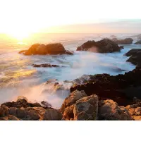 Papermoon Fototapete "Sunset on Big Sur Coast", bunt, B:2,5m L:1,86m, Vlies, Tapeten, Fototapete