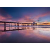 Papermoon Fototapete "Pier at Sunset", bunt, B:2,5m L:1,86m, Vlies, Tapeten, Fototapete