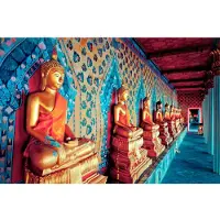 Papermoon Fototapete "Golden Statues of Buddha", bunt, B:2,5m L:1,86m, Vlies, Tapeten, Fototapete