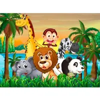 Papermoon Fototapete "Jungle Animals", bunt, B:2m L:1,49m, Vlies, Tapeten, Fototapete
