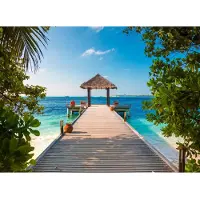 Papermoon Fototapete "Maldives Jetty", bunt, B:3m L:2,23m, Vlies, Tapeten, Fototapete