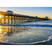 Papermoon Fototapete "Folly Pier Winter Sunrise", bunt, B:2,5m L:1,86m, Vlies, Tapeten, Fototapete