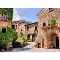 Papermoon Fototapete "Italian Old Village", bunt, B:3m L:2,23m, Vlies, Tapeten, Fototapete