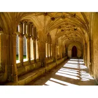 Papermoon Fototapete "Sunlit Abbey", bunt, B:2,5m L:1,86m, Vlies, Tapeten, Fototapete