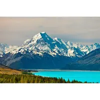 Papermoon Fototapete "Mount Cook and Pukaki Lake", bunt, B:3m L:2,23m, Vlies, Tapeten, Fototapete