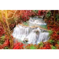 Papermoon Fototapete "Huay Mae Kamin Autumn Waterfall", bunt, B:3m L:2,23m, Vlies, Tapeten, Fototapete