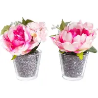 Botanic-Haus Künstliche Zimmerpflanze "Pfingstrosen-Hortensien-Arrangement", bunt (beauty, creme, rosa), B:16cm H:15cm T:16cm Ø:16cm, Kunststoff, Kunstpflanzen, Künstliche Zimmerpflanze