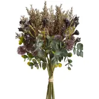 Botanic-Haus Kunstzweig "Eukalyptusbund mit Kugeldisteln", braun, B:18cm H:32cm T:18cm Ø:18cm, Kunststoff, Kunstpflanzen, Kunstzweig