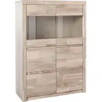 Otto Home Highboard "Silkeborg", weiß (eiche weiß gekalkt teilmassiv), B:90cm H:125cm T:35cm, Holz teilmassiv, Sideboards, Highboard, schöne grifflose Optik, teilmassiv
