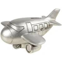 Ambiente Haus Spardose "Flugzeug, silberfarben", silber (altsilberfarben), B:21cm H:10cm T:19cm, Kautschuk, Spardosen, Spardose, Sparschwein, Retro-Design, ideales Geschenk