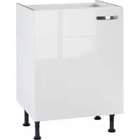 Kochstation Spülenschrank "KS-Cara", weiß (weiß glanz, weiß), B:60cm H:87cm T:58,4cm, Schränke, Spülenschrank, Breite 60 cm