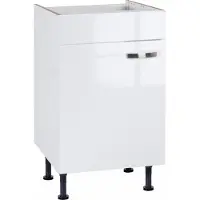 Kochstation Spülenschrank "KS-Cara", weiß (weiß glanz, weiß), B:50cm H:87cm T:58,4cm, Schränke, Spülenschrank, Breite 50 cm