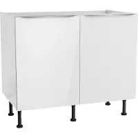 Kochstation Spülenschrank "KS-Aken", weiß (weiß hochglanz, weiß), B:100cm H:87cm T:58,4cm, Schränke, Spülenschrank
