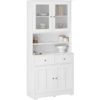 Home affaire Buffet "Kate", weiß, B:88cm H:182cm T:38cm, Holzwerkstoff, MDF, Schränke, Buffet, Breite 88 cm, mit Glastüren und Holztüren, Metallgriffen, Höhe 182 cm