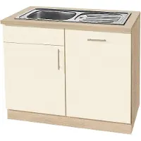 Wiho Küchen Spülenschrank WIHO KÜCHEN "Kiel", beige (front: magnolia, korpus: sonoma eiche), B:110cm H:85cm T:60cm, Schränke, Spülenschrank, 110 cm breit, inkl. Tür/Griff/Sockel für Geschirrspüler