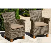 Merxx Gartensessel "Toskana", grau (grau, braun), B:65cm H:90cm T:64cm, Obermaterial: 100% Polyester. Füllung: 100% Polyurethan, Sessel, Gartensessel, 2er Set, Polyrattan/Non-Wood, grau-braun