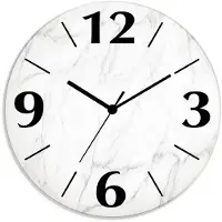 ARTland Glas Wanduhr Funkuhr - schwarzer Zeiger Weiße Marmoroptik Größe: 30x30 cm