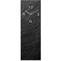 ARTland Glas Wanduhr Quarzuhr - silberne Zeiger Schieferoptik Größe: 20x60 cm