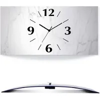 ARTland Wanduhr, gebogen Funkuhr - schwarzer Zeiger Weiße Marmoroptik Größe: 60x30 cm