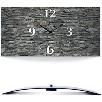 ARTland Wanduhr, gebogen Quarzuhr - schwarzer Zeiger Schiefermauer Größe: 60x30 cm