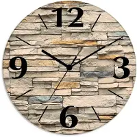 ARTland Glas Wanduhr Quarzuhr - schwarzer Zeiger Braune alte Ziegelmauer Größe: 30x30 cm