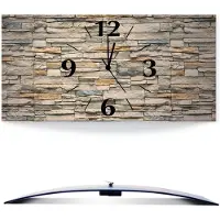 ARTland Wanduhr, gebogen Quarzuhr - schwarzer Zeiger Braune alte Ziegelmauer Größe: 50x25 cm